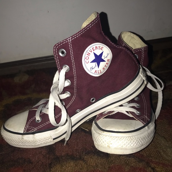Maroon High Top Converse - Picture 3 of 5
